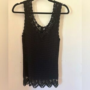 Rampage Vintage Knit Lacey Sweater Tank Black Size M